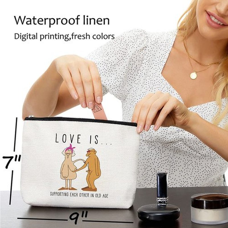 Fun Gifts for Her, 10th 15th 20th 25th 30th 35th 40th 45th 50th 55th 60th 70th 80th 90th Anniversary, Anniversary Wedding Gifts for Wife - Makeup Travel Case, Makeup Bag Gifts