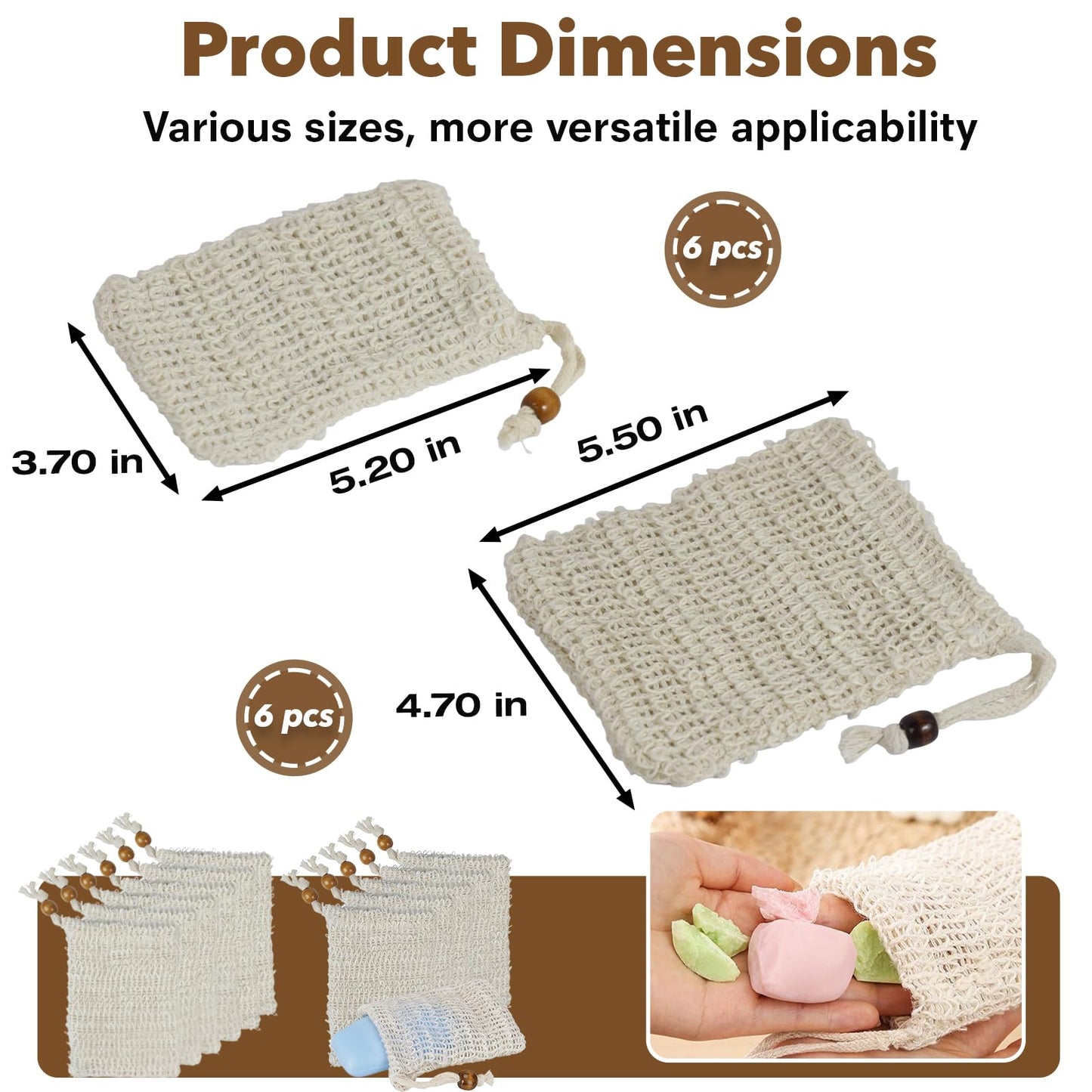 12 PCS Soap Saver Bag, Exfoliating Soap Saver Pouch, Natural Cotton Linen Mesh Soap Bag with Drawstring for Smooth Skin, for Bathing & Facial Cleansing