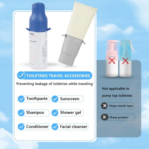 16 Pack Silicone Bottle Covers,Elastic Sleeves for Leak Proofing,Travel Essentials for Women Men,Travel Size Toiletries,Cruise Ship Essentials, Accessories Luggage, Travel Must Haves