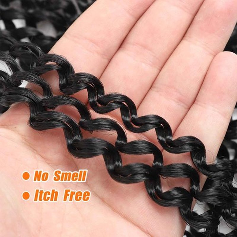 Passion Twist Hair 24 Inch 6 Packs Black Water Wave Braiding Hair for Butterfly Locs Passion Twists Bohemian Hair Extensions (24 Inch 6 Packs,1B#)