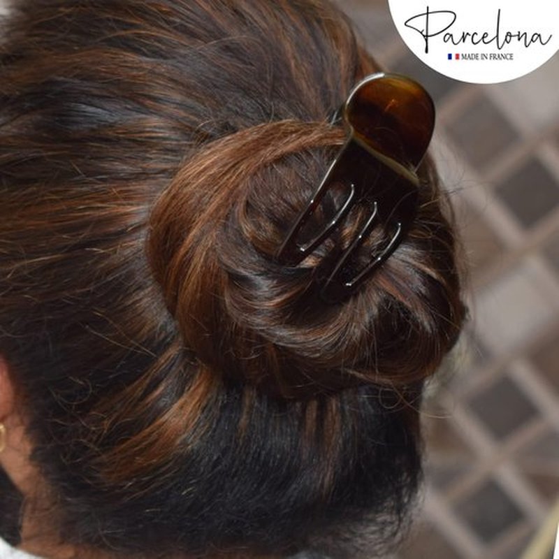 Parcelona French Simply Bear Paw Tortoise Shell Celluloid Medium Side Slide In Jaw Yoga Hair Claw Clip for Fine Hair