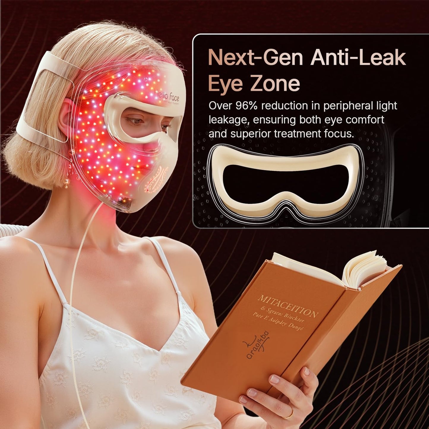 Hello Face 4D Red Light Therapy Mask for Face, 311 LEDs 850nm Infrared Long Light Waves Led Face Mask Light Therapy for Photons Tech, Silicone Skin Improvement for Women with Rechargeable Remote