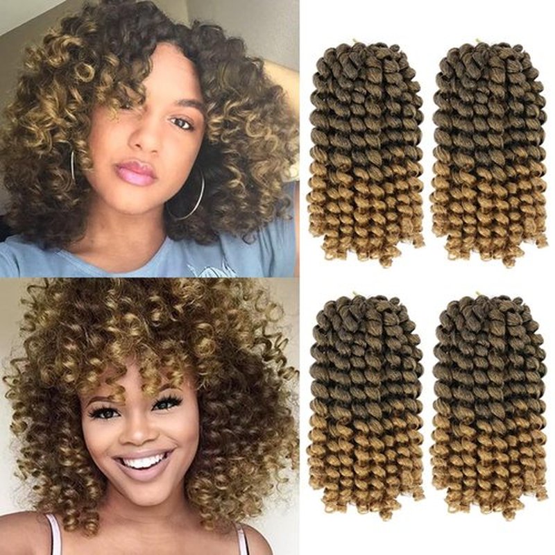 GetMaige Jamaican Bounce Crochet Hair For Black Women 4packs 72 Roots Natural Black Jumpy Wand Curls Crochet Hair Short Pre Looped Curly Crochet Hair (12inch (pack of 4), T27)