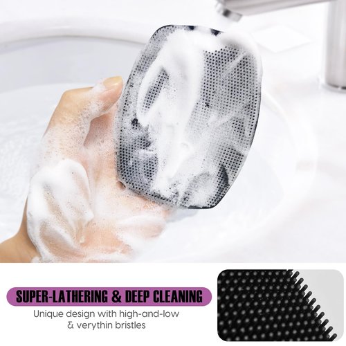 VWMYQ Back Scrubber for Shower, New Upgrade Multifunction Exfoliator Body Scrubber for Effective Shower Scrubber for Body, Ergonomic No-Slip Handle and Easier Product Foam Silicone （2 Pack）