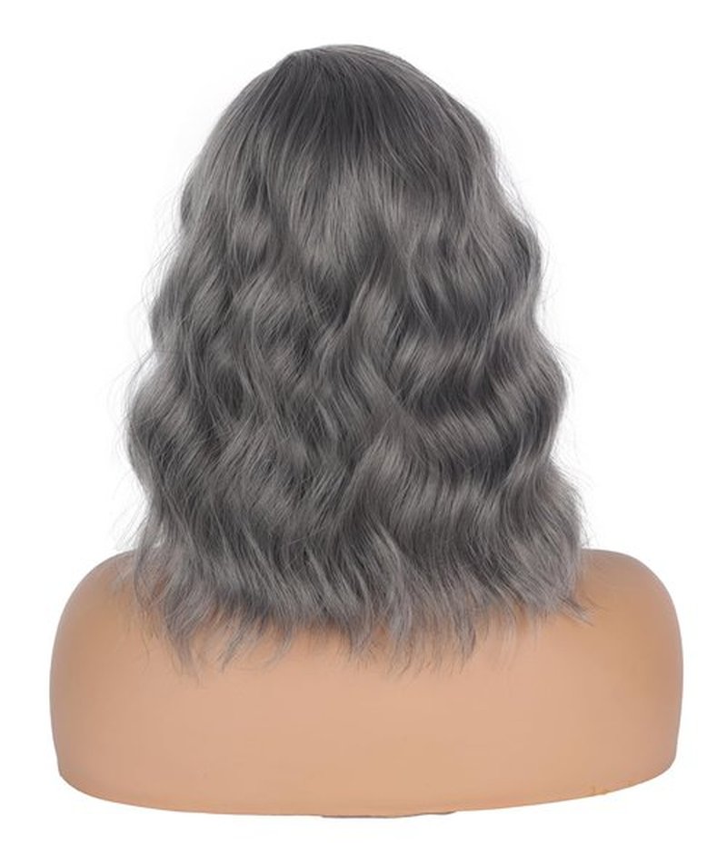 Short Wavy Gray Wigs For Black Women With Bangs Silver Grey Wavy Wigs Salt And Pepper Wigs For Women