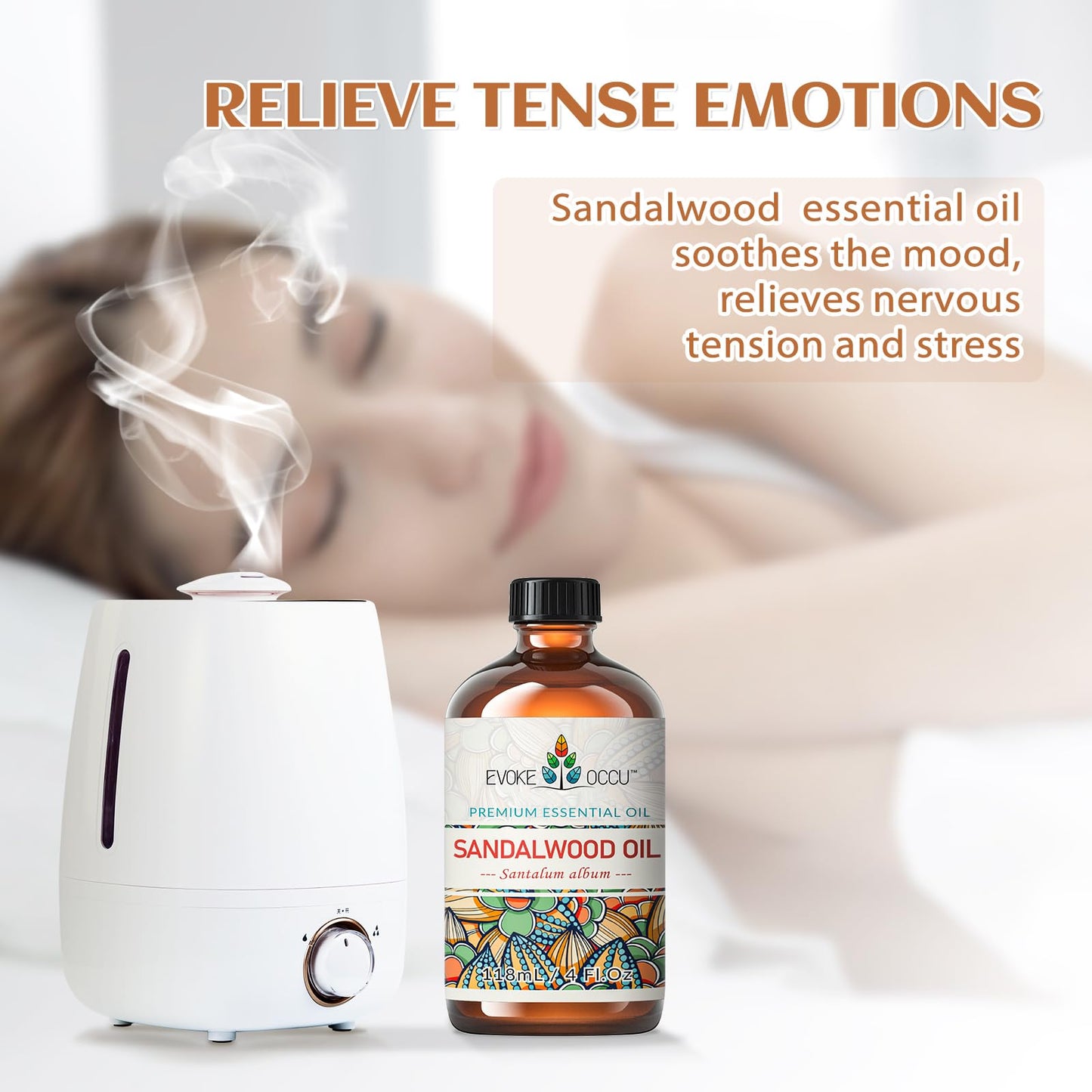 EVOKE OCCU Sandalwood Essential Oils for Skin Care, Diffuser, Perfume, Candle and Soap Making - 4 FL Oz