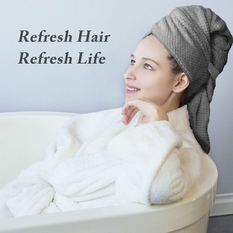 Wuwahold Microfiber Hair Towels, Waffle Hair Towel Set, Super Soft Highly Absorbent, Sturdy Quick Drying Turbans for Long, Thick, Curly Hair (5 Pack, 40" x 20")