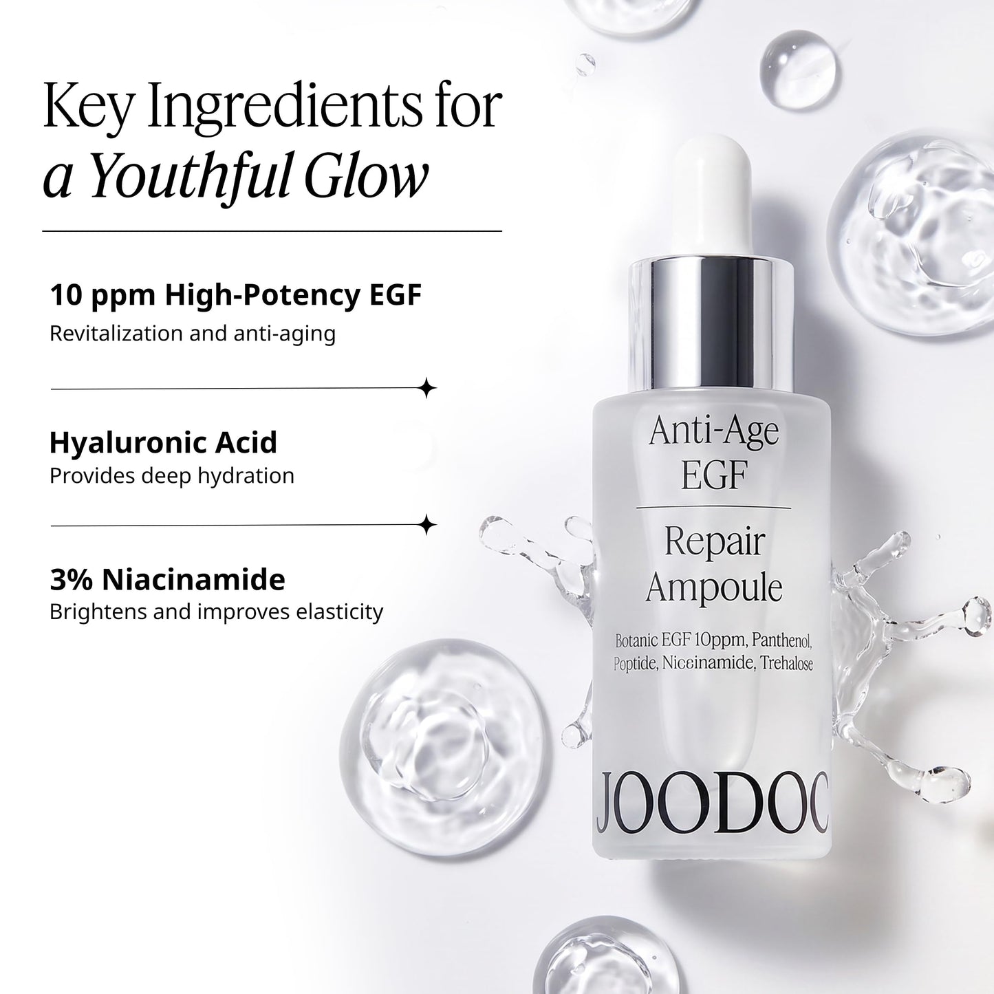 JOODOC Anti-Age EGF Repair Ampoule 30ml | Epidermal Growth Factor + Peptide + Beta-glucan | Intensive Age-Defying Face Treatment for Deep Wrinkles, Firmness & Skin Renewal | Korea Derma-skincare