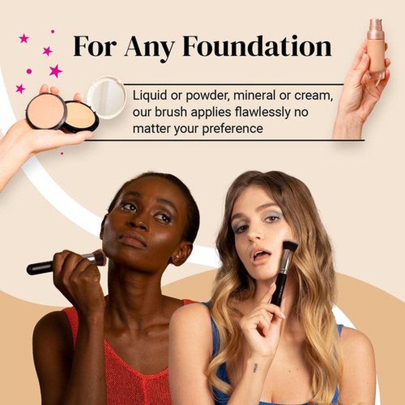 Flat Top Kabuki Foundation Brush By KESHIMA - Premium Makeup Brush for Liquid, Cream, and Powder - Buffing, Blending, and Face Brush, 1.2" Top Diameter