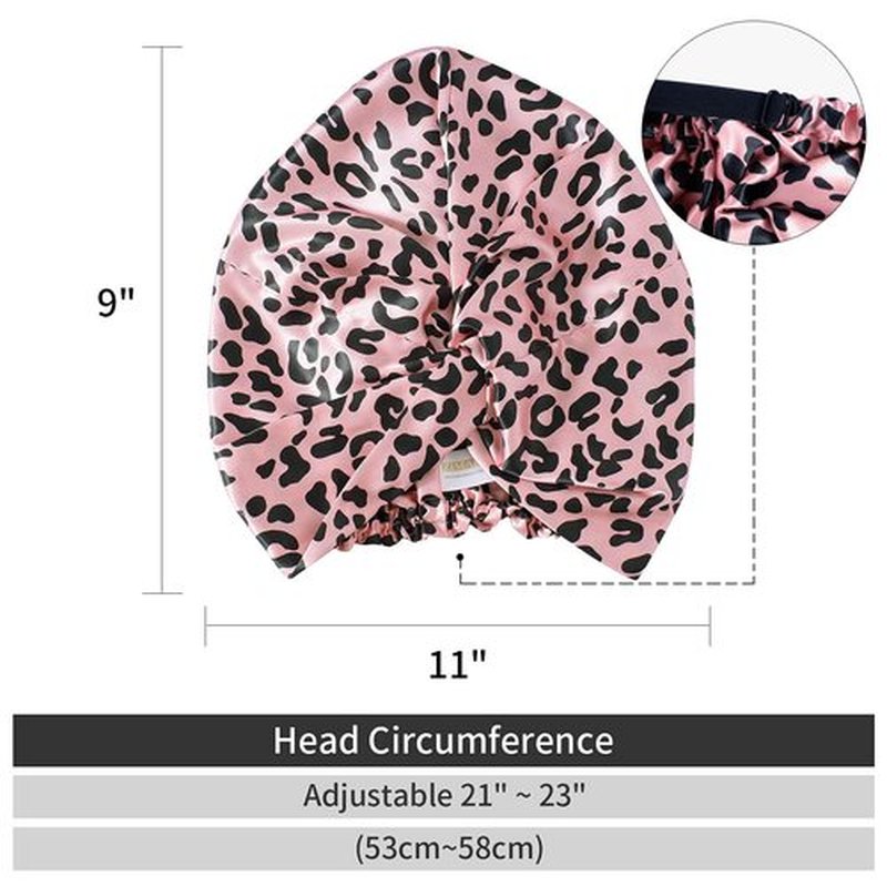 ZIMASILK 22 Momme 100% Mulberry Silk Bonnet for Sleeping & Women Hair Care, Highest Grade 6A Silk hair wrap for sleeping with Premium Elastic Stay On Head (1Pc, Leopard Black/Pink)