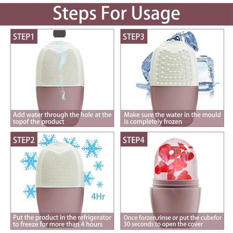 KOGITI Ice Mold for Face, Ice Roller for Face & Eye, Beauty Facial Ice Rollers Ice Holder Mold Face Puffiness Relief Massage Skin Care Tools, Ice Facial Cube (Brush-Brown)