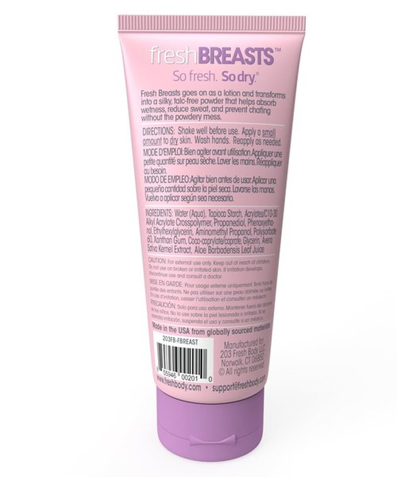 Fresh Body FB Fresh Breasts Anti-Chafing Deodorant Lotion to Powder, 3.4 Fl Oz (4 Pack) Anti Chafe Cream Whole Body Deodorant for Women, Inner Thighs & Areas that Sweat, No Talc, Aluminum & Fragrance