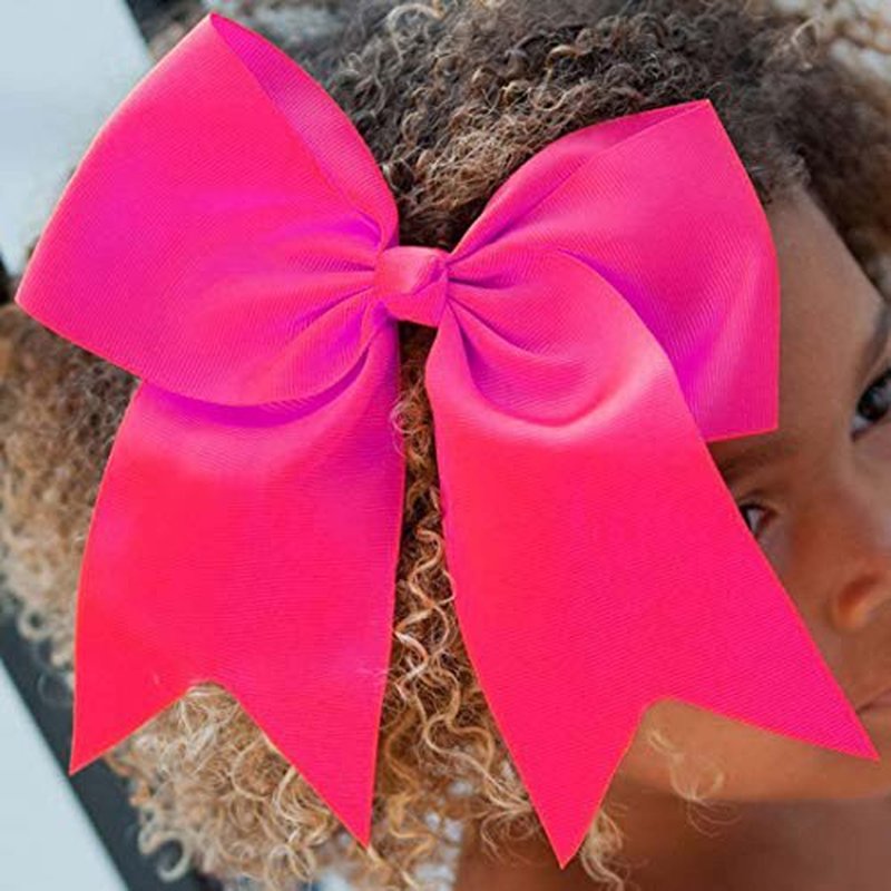 CEELGON Large Cheer Bows Ponytail Holder Girls Elastic Hair Ties 8" 20PCS Pink Hair Accessories for Teens Women Girls Softball Competition Sports Cheerleaders