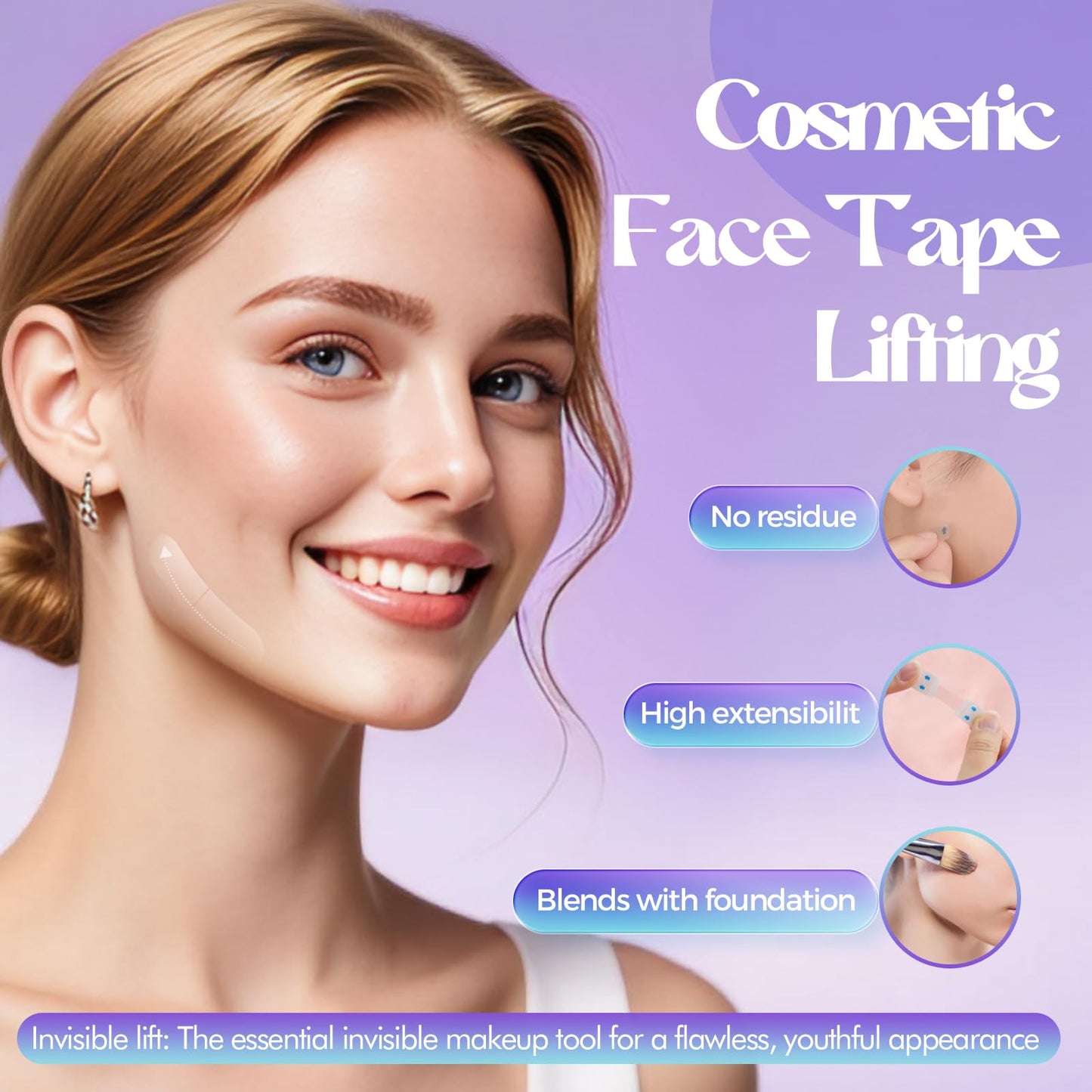 DIWUMO 180 Pcs Instant Face Lift Tape - Invisible V-Line Lifting Patches for Sagging Skin, Jawline & Neck - Ultra-Thin Matte Waterproof Design, Long-Lasting 8H Hold for Daily Makeup & Events