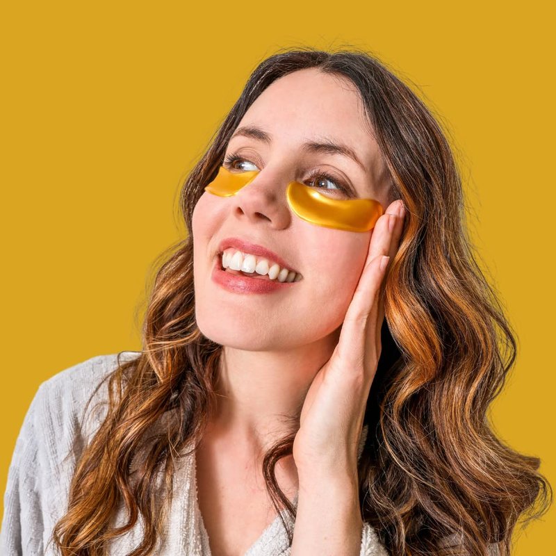 24K Gold Eye Mask - Reduce Puffy Eyes & Dark Circles - 15 Pairs of Hydrating Eye Gels