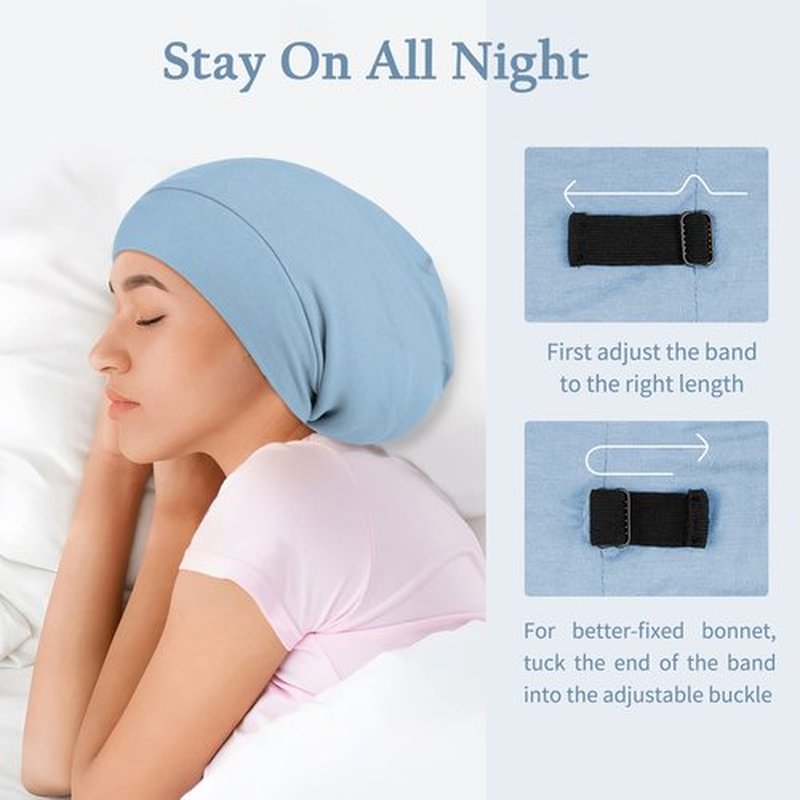 OLESILK 100% Mulberry Silk Bonnet for Sleeping Women, Silk Hair Wrap for Sleeping, Silk Sleep Bonnet for Women&Men, Real Silk, Not Satin, Light Blue