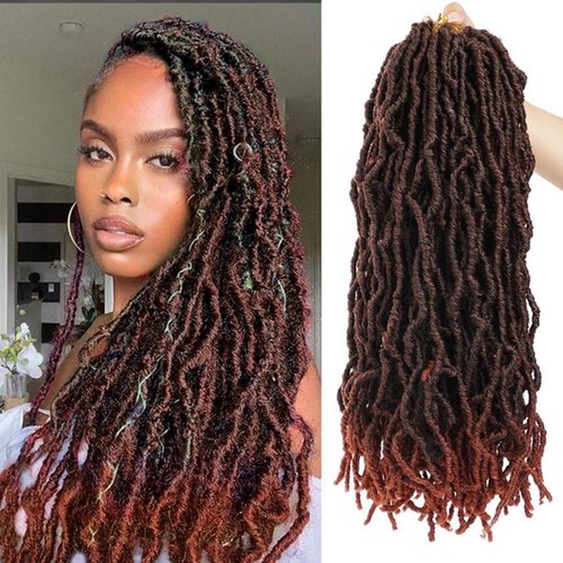 Youngther 18 inch New Faux Locs Crochet Hair Curly Wavy 6 Packs Crochet Faux Locs Hair Synthetic Crochet Hair for Black Women (18inch 6packs-T350)