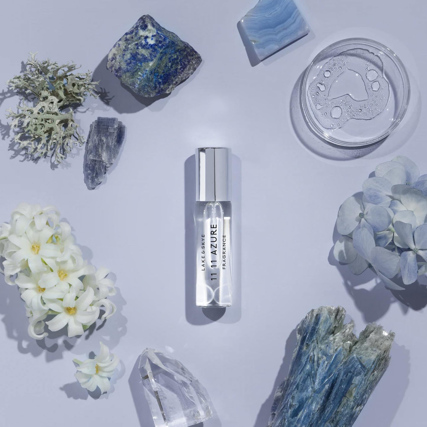 Lake & Skye 11 11 Azure Fragrance Oil Sample Perfume, Unisex Aquatic Floral & Skin Musk Scent with Water Accord & Bergamot, 0.06 fl oz (2 ml)