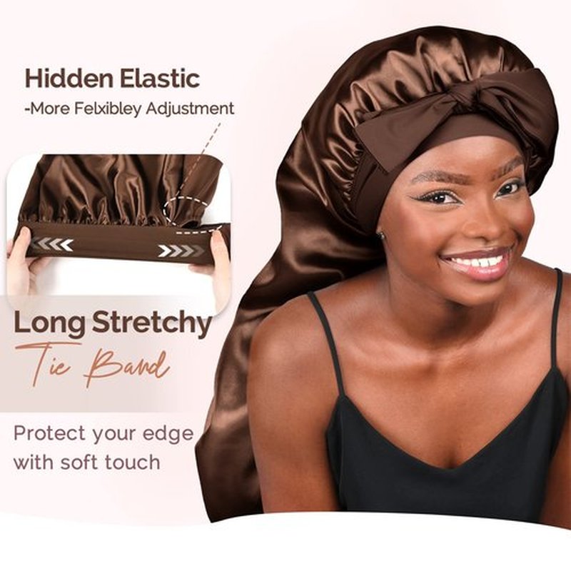 YANIBEST Silk Bonnet for Sleeping Braid Bonnet for Long Hair with Tie Band Bonnet for Braids for Black Women Curly Hair Locs