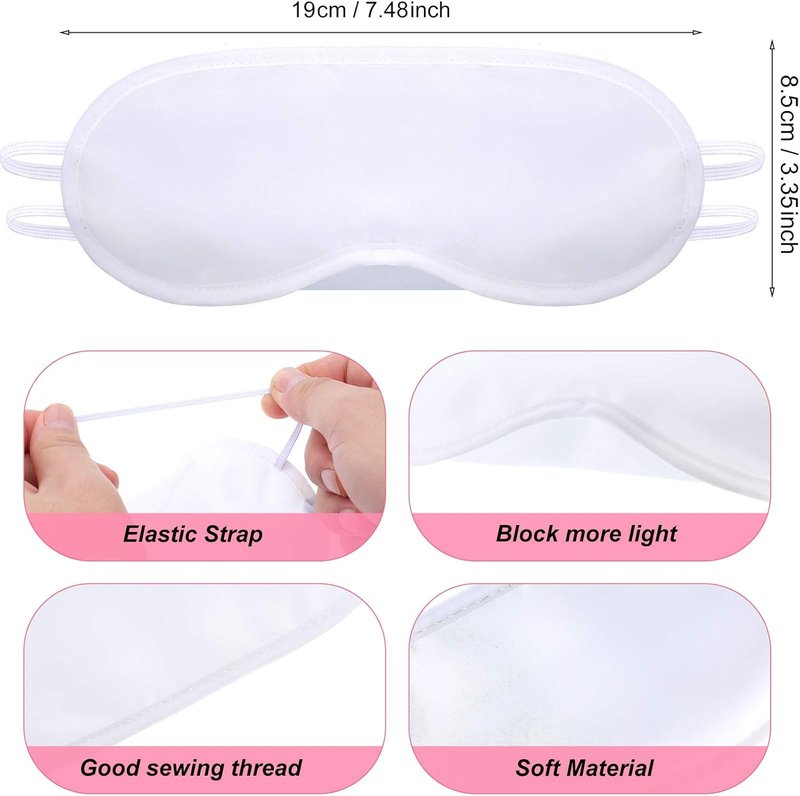 DIY White Eye Masks - 10 Pcs Soft Satin Sleep Blindfolds with 8 Fabric Markers for Parties | Perfect for SPA, Travel, and Weddings