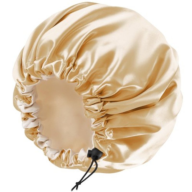Edoneery Satin Bonnet Silk Bonnet for Curly Hair Bonnet Braid Bonnet for Sleeping Bonnets for Women Large Double-Layer Adjustable, Khaki