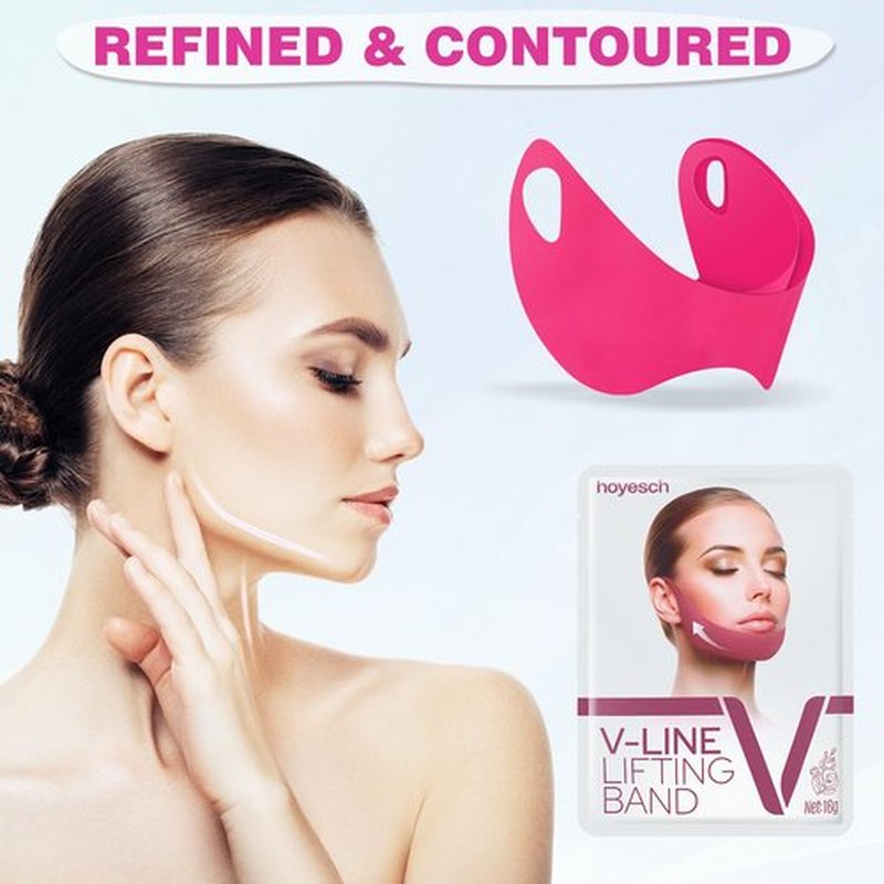 hoyesc V Line Lifting Mask, Double Chin Mask, Face Jawline lift tape, Sculpting Collagen Mask with Aloe Vera & Hyaluronic Acid for Chin and Neck Skin Firming - 10PCS