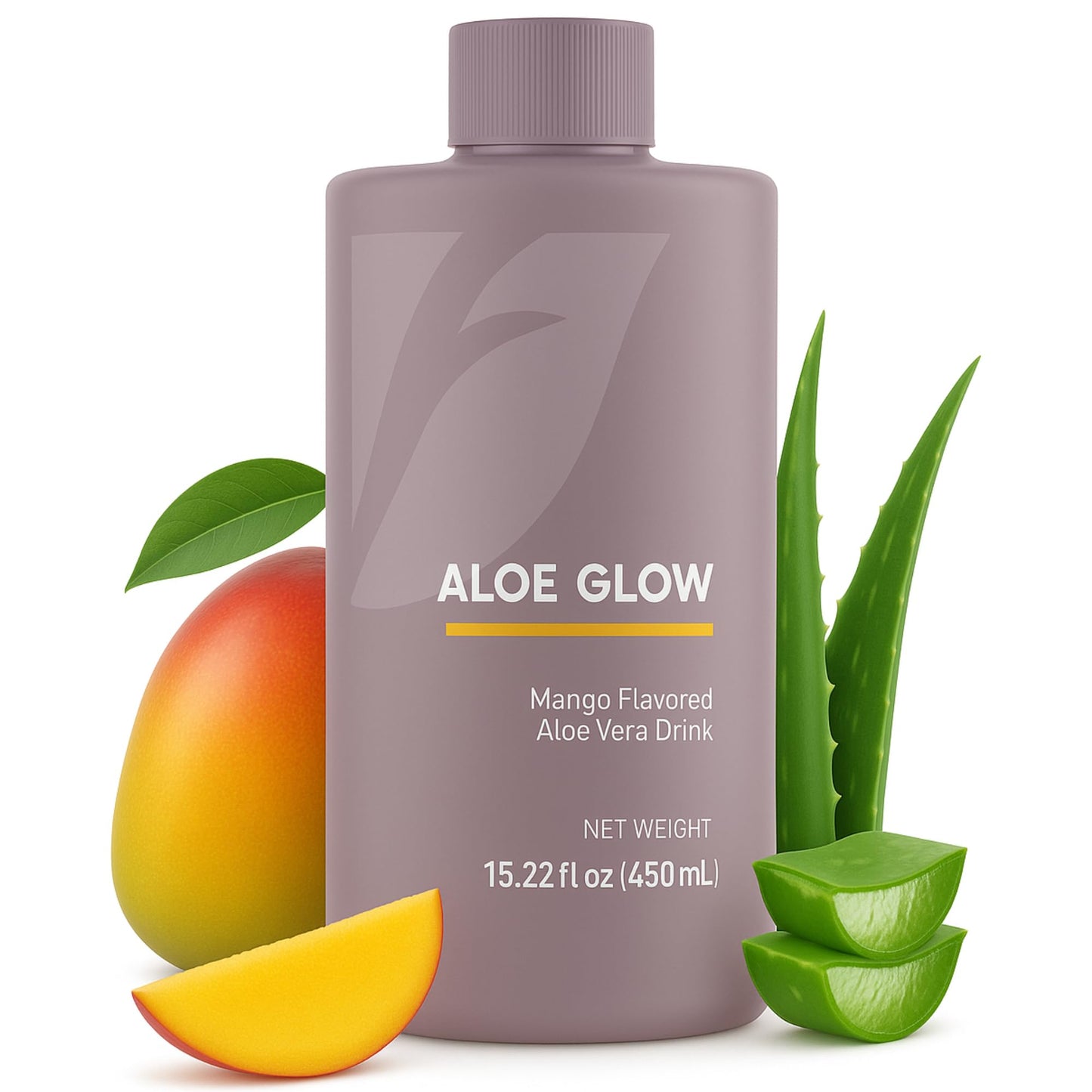 Aloe Glow Mango – Herbal Aloe Vera Dietary Fiber Supplement Drink – Supports Digestive Health & Hydration – Natural Flavor, 450ml (15.22 fl oz) (Mango)