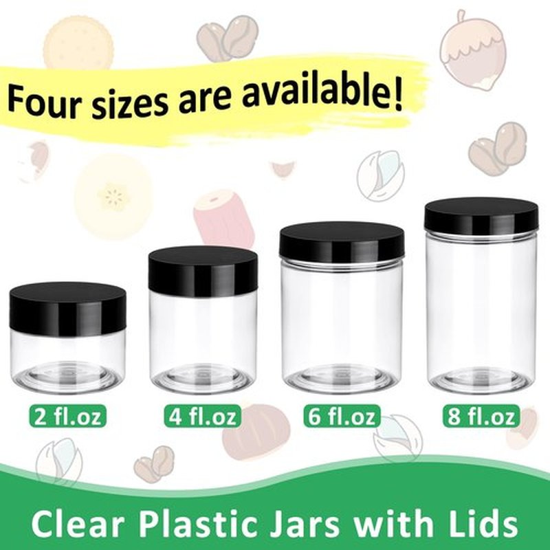 Eupako 48 Pack Plastic Jars with Lids 4 OZ - Empty Clear Cosmetics Containers with Pen and Labels, Round Small Plastic Jars with Screw On Lids for Slime, Makeup, Butter, Cream, Lotion, Pot, Dry Food