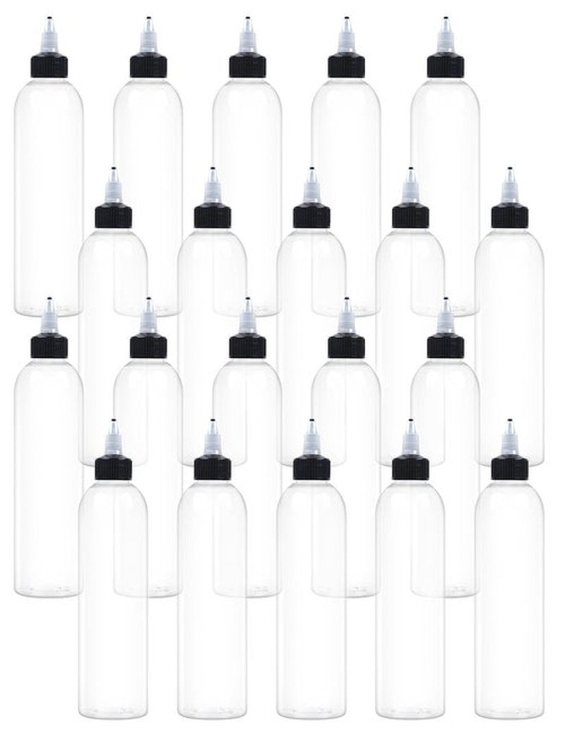 EOSAU 20 Pcs 8oz Plastic Squeeze Bottles with Twist Top Cap, 250ml Clear Dispensing Bottles, Empty Squirt Bottle for Liquids, Sauces, Arts, Crafts, Travel