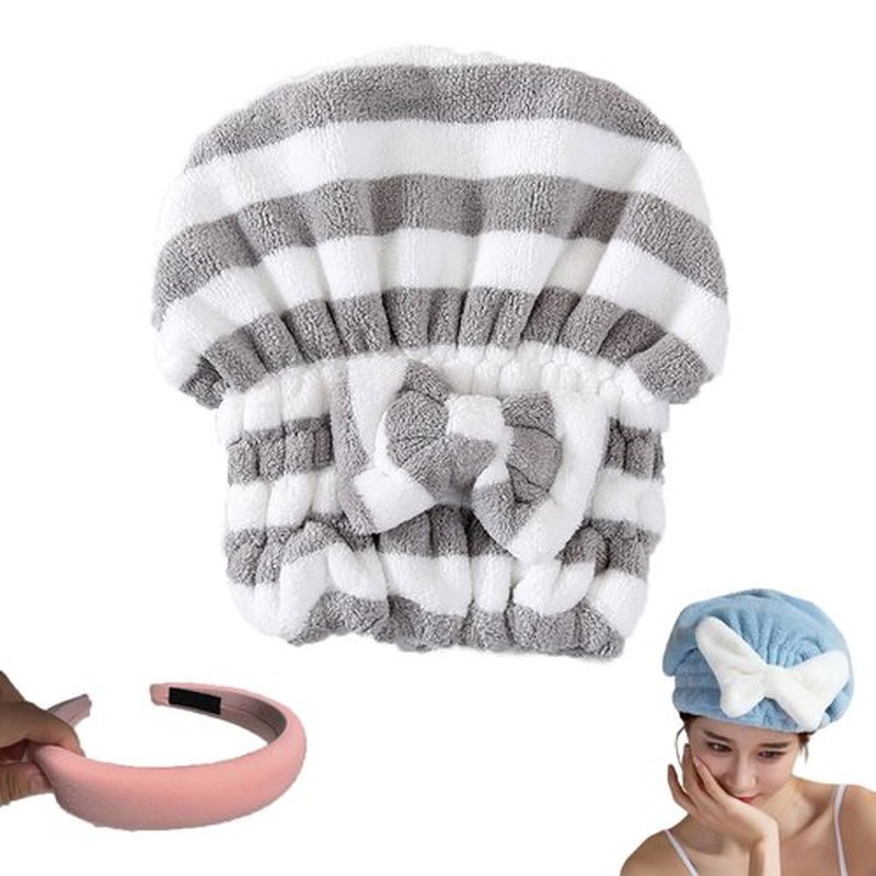hwqsad Efficient Hair Towel Wrap for Women, Super Absorbent Hair Towel Wrap for Women, New Super Absorbent Hair Towel Wrap for Wet Hair, Dry Quickly and Naturally, Anti Frizz (Grey c)