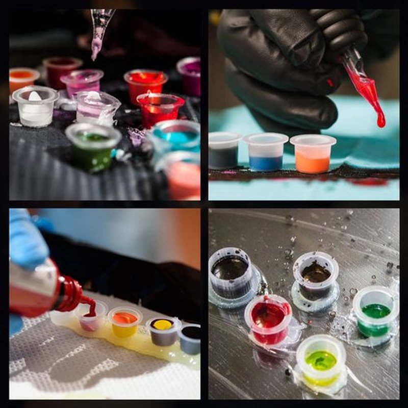 Tattoo Practice Skins with Ink Cups Large - Autdor 1010Pcs Tattoo Fake Skin and Ink Caps Kit Includes 1000Pcs Pigment Ink Cups 16mm and 10Pcs Double Sided Blank Tattoo Skin Practice