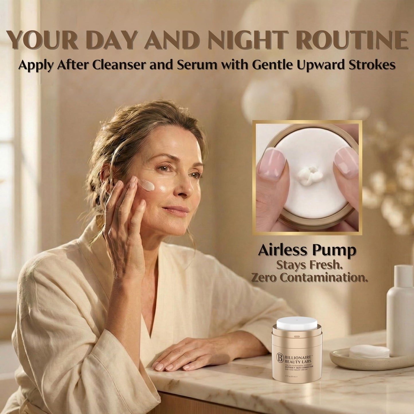 Peptide Cream & Collagen Cream for Face and Neck - Firming Anti-Aging Daily Moisturizer & Night Cream for Wrinkles and Fine Lines - Natural, Organic and Fragrance-Free - 1.7 fl oz 50ml