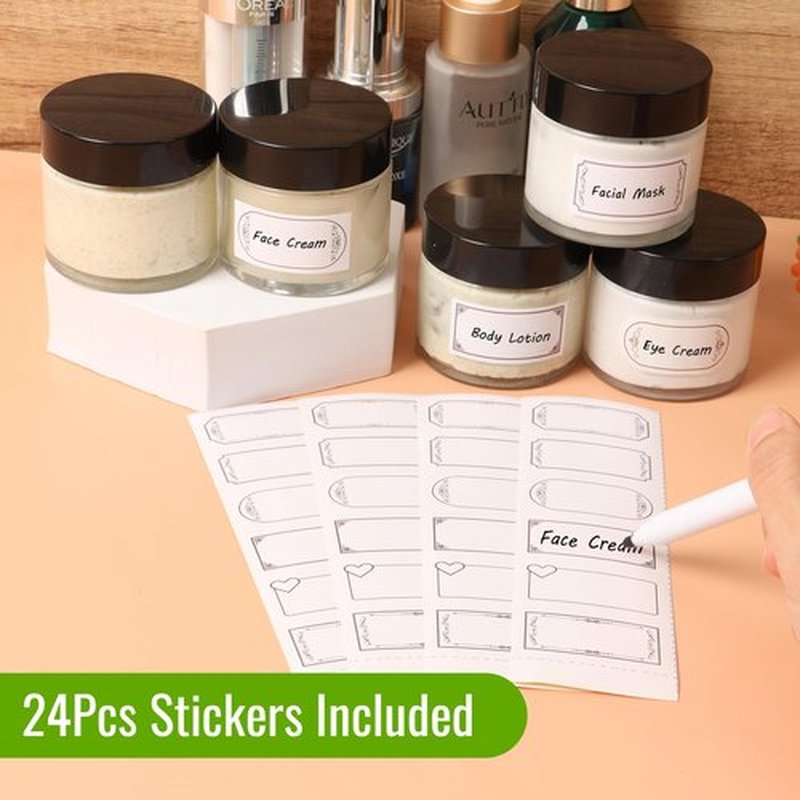 Jaisie.W 2 oz Glass Jars with Lids 24Pack- Portable Small Glass Jars with Lids 2 oz,Empty Cosmetic Jars for Lotions,Scrubs(2fl. oz, Set of 24)