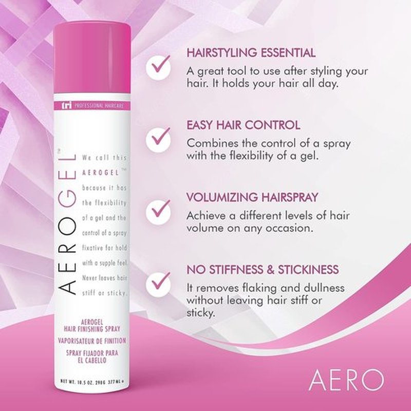 TRI Design Aerogel Hairspray - Non-Toxic Hair Finishing Spray for Styling, Volumizing and Holding Curly Hair with Flexible Hold - For Women and Men - Pack of 3 (10.5 oz)