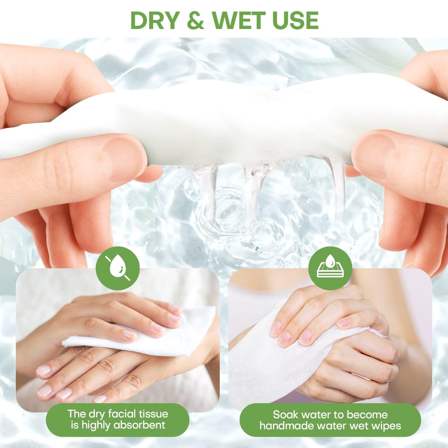 FANCYOU Disposable Towel Tablets 9"X7.5" 300 PACK Individule Wrapped Expandable Facial Mini Cleansing Towelettes Compressed Mini Towel Wipes Tablets For Personal (White)