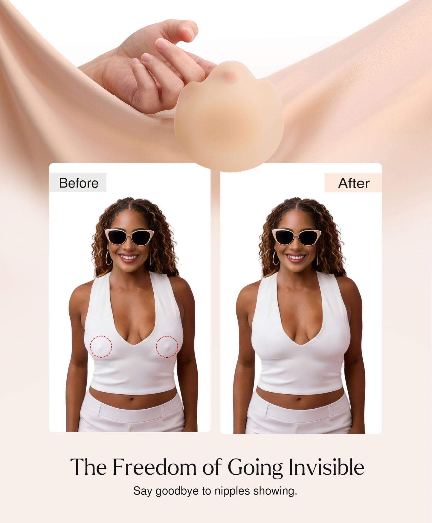 Popilush Nipple Covers - Silicone Reusable Sticky Bra, Cute Cat Paw Shape Seamless Adhesive Bras with Ultra-Thin Edge