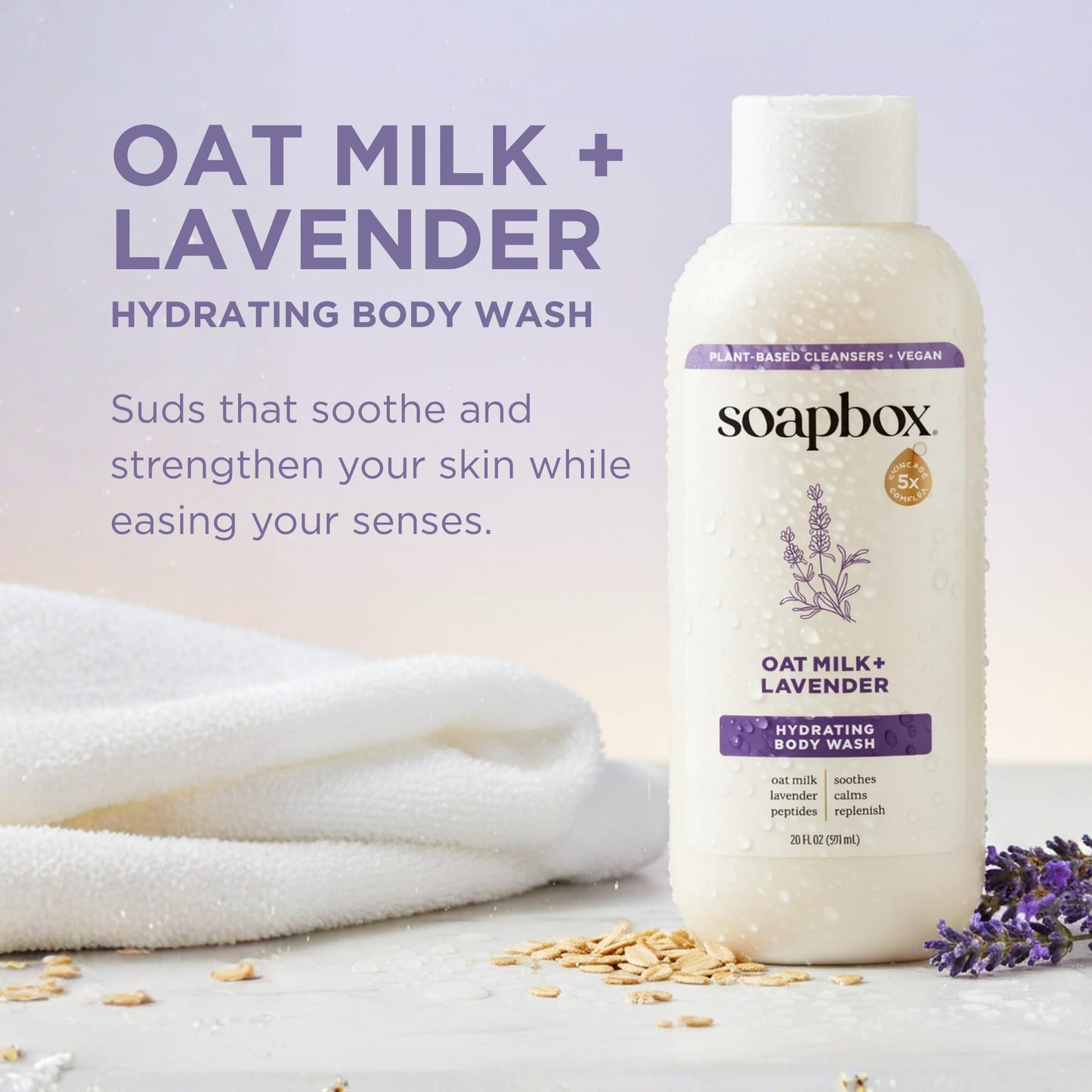 Soapbox Moisturizing Body Wash, Oatmilk & Lavender Shower Gel - Hydrating Natural Body Wash with Shea Butter - Clean Ingredients Free of Harsh Chemicals, Sulfates, Parabens & Silicones - 2 Pack