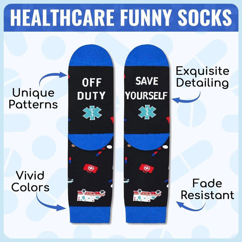 Funny Nurse Socks - Unique Gifts for Doctors, EMTs & Vet Techs | Cancer Awareness Design