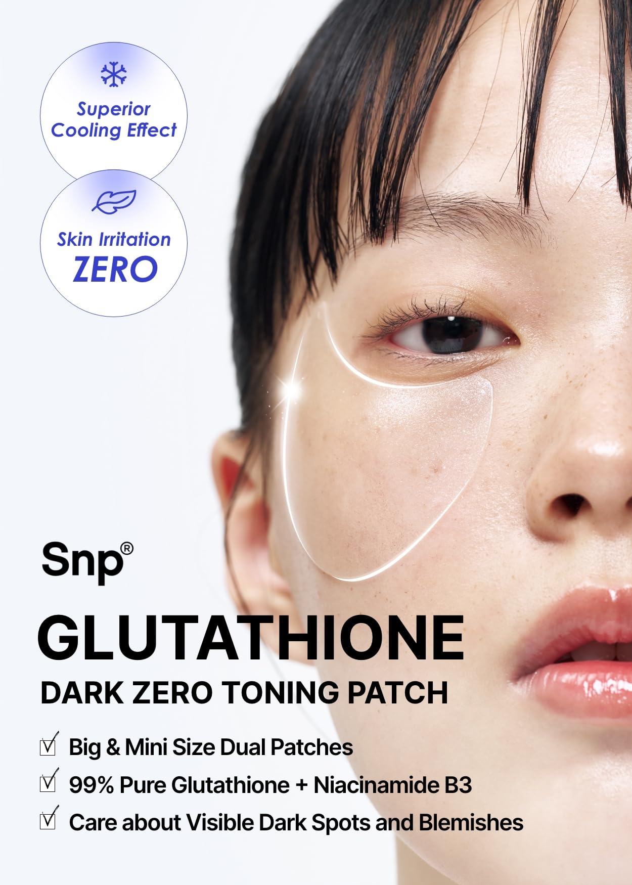[K Beauty Snp] Glutathione Dark Zero Toning Eye Patch | Nourishing Under Eye Patches for Blemishes and Dark Spots | Under Masks for Puffy Eyes and Dark Circles | Korean Skincare | 60 Patches