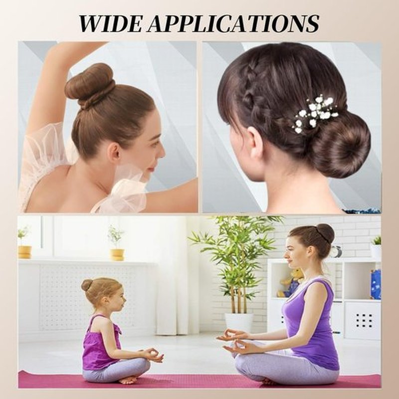 Hair Bun Maker for Women, 4pcs Donut Bun Maker for Kids in 4 Sizes, Magic Hair Donut for French Twist, Wrap, Snap Disk - Ballet Bun Maker,20pcs Bobby Pins Dark Brown