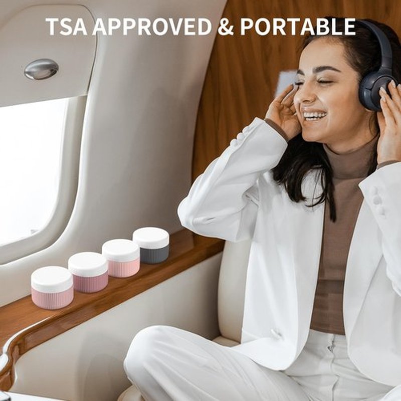 ME.FAN Travel Containers for Toiletries, TSA Approved 1.5 oz Silicone Cream Jars, Leak-proof Travel Size Containers, Travel Accessories with Lid for Cosmetic Face Hand 4 Pack White Lid - Pink