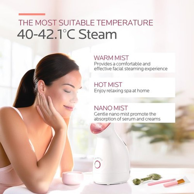 Colorfarm Facial Steamer Nano Ionic: Face Steamer Home Spa Kit Deep Cleaning Unclogs Pores Sinuses Inhaler with 8 Skin Care Tools - Humidifier Hot Mist Self Care Gifts for Women