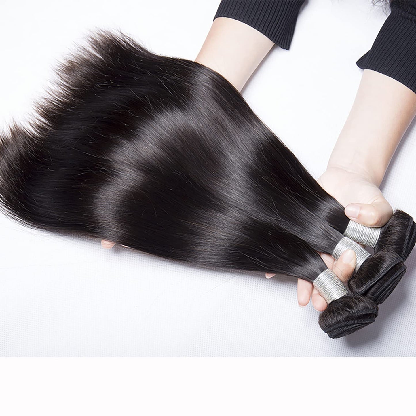 10A Straight Single Bundles Human Hair 24 Inch Brazilian Straight Human Hair Bundles 100% Unprocessed Virgin Weave Bundles Human Hair 1 One Bundle Natural Black Color