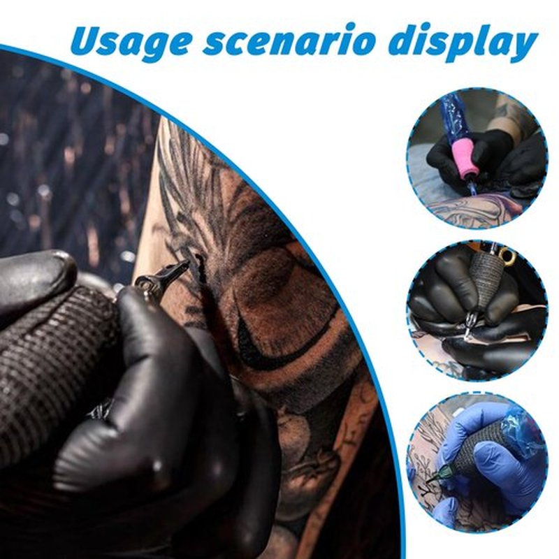 200PCS Pen Covers with 12PCS Grip Tape - Combofix Machine Wrap Cover Blue Pen Bags Pen Sleeves Machine Sleeves with Black Grip Wrap Self-Adherent Tape Plastic Covers
