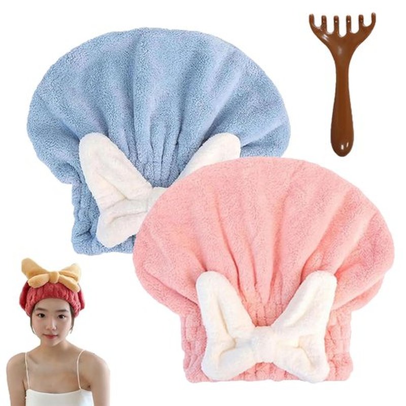 TETNYWP Beyonddraw Super Absorbent Hair Towel Wrap for Wet Hair, Microfiber Hair Towel Wrap for Women Long Hair, Towel Hair Wrap for Kids, Curly Hair Drying Towels Fast Dry (2PCS-B)
