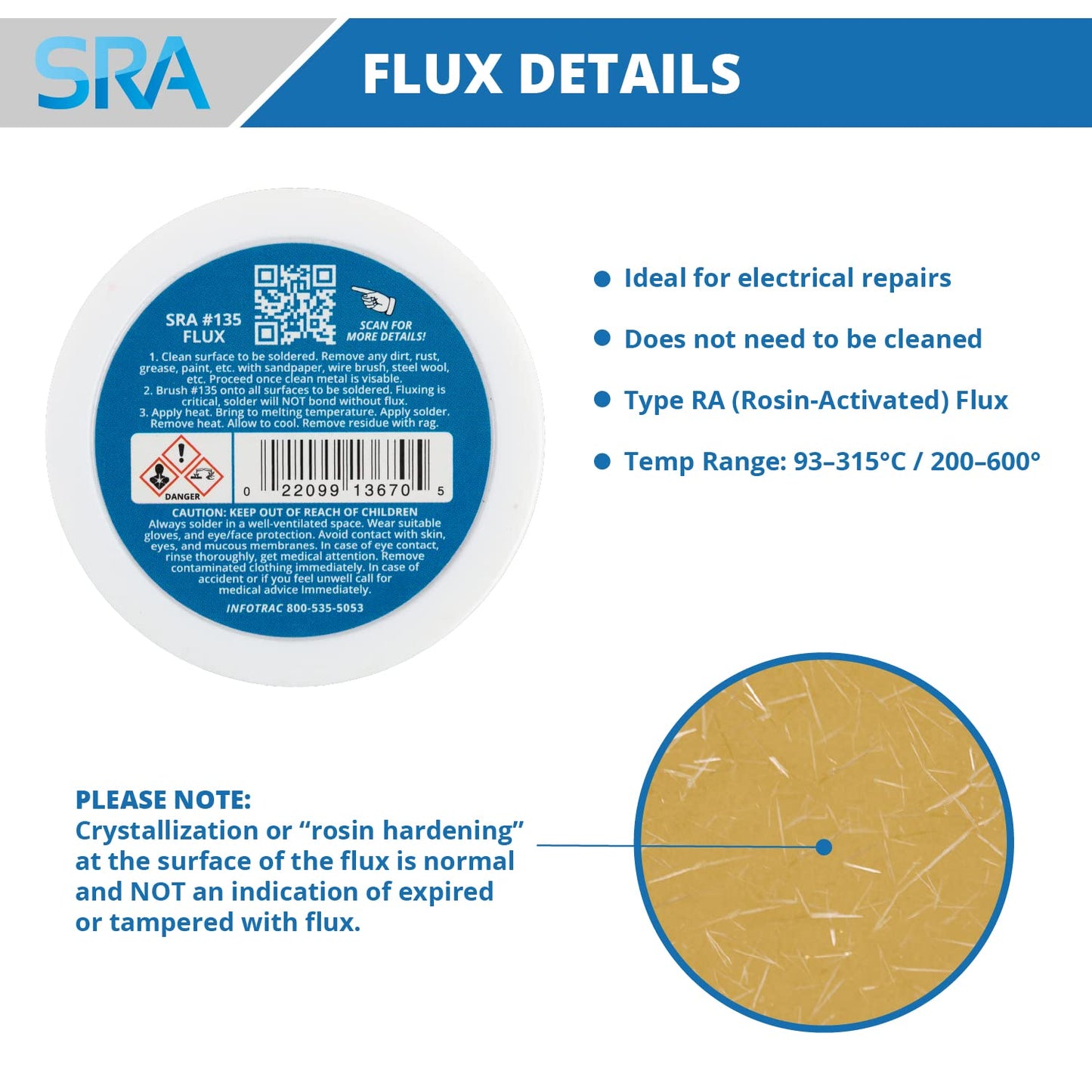 SRA Solder 135 Rosin Paste Soldering Flux For Electronics, No Clean Flux Made for Lead and Lead-Free Solder Circuit Boards and Copper Electrical Wire - Safe Residues with No Goopy Mess (2oz 2-Pack)