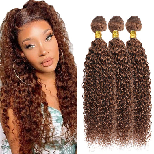 30 32 34 Inch DiexrLamx Hair Color #30 Bundles Human Hair Light Brown Curly Bundles Brazilian Virgin Hair 3 Bundles Color #30 Kinky Curly Human Hair Bundles Brown Bundles Hair Weave