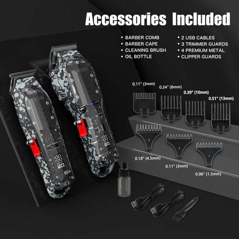Tuanchuanrp Professional Hair Clippers for Men, Cordless Barber Clippers for Hair Cutting & Grooming, LED Display Hair Clippers and Trimmer Set for Barber Haircut with 8 Fade Taper Combs
