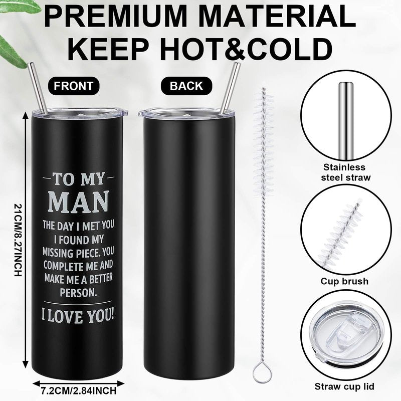 Geiserailie 5 Pcs Mens Gifts Basket Fathers Day Basket for Men To My Man Bracelet Keychain Tumblers Socks for Father Husband Boyfriend