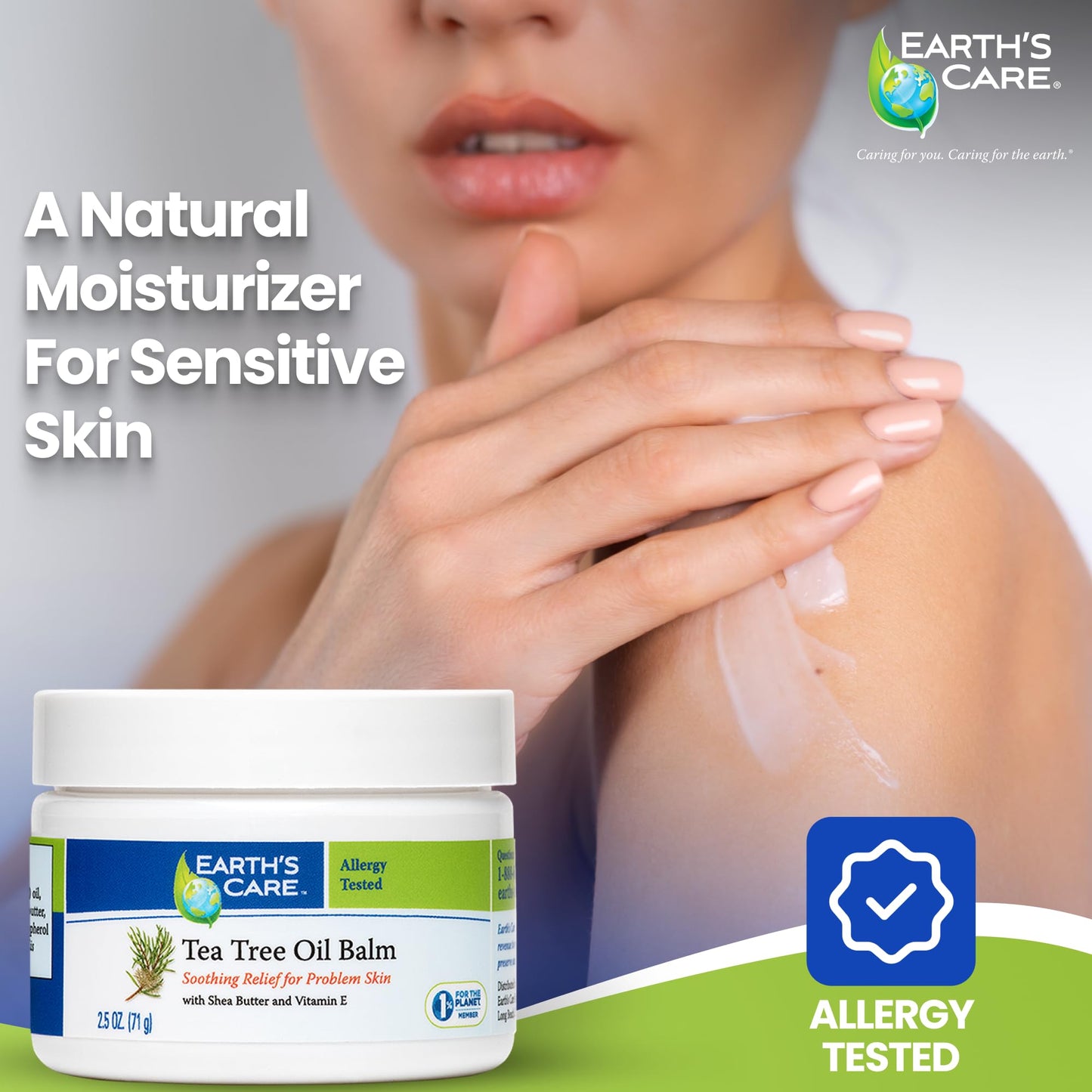 Earth's Care Tea Tree Oil Balm, No Parabens, Colors or Fragrances, Allergy-Tested 2.5 OZ. (3 Pack)
